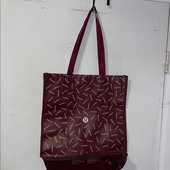 LULULEMON ATHLETICA Maroon and White Reusable Large Tote Bag - Picture 4 of 6
